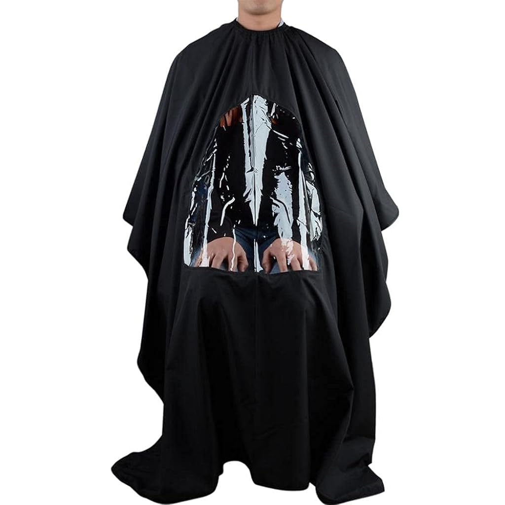 MAYCREATE Barber Cape for Hair Cutting Apron, Polyester Hair Salon Cover, Hair Styling Cape with Clear Window & Adjustable Neck Closure for Men Women Kids - Water & Stain Resistant MAYCREATE Barber Cape for Hair Cutting Apron, Polyester Hair Salon Cover, Hair Styling Cape with Clear Window & Adjustable Neck Closure for Men Women Kids - Water & Stain Resistant
